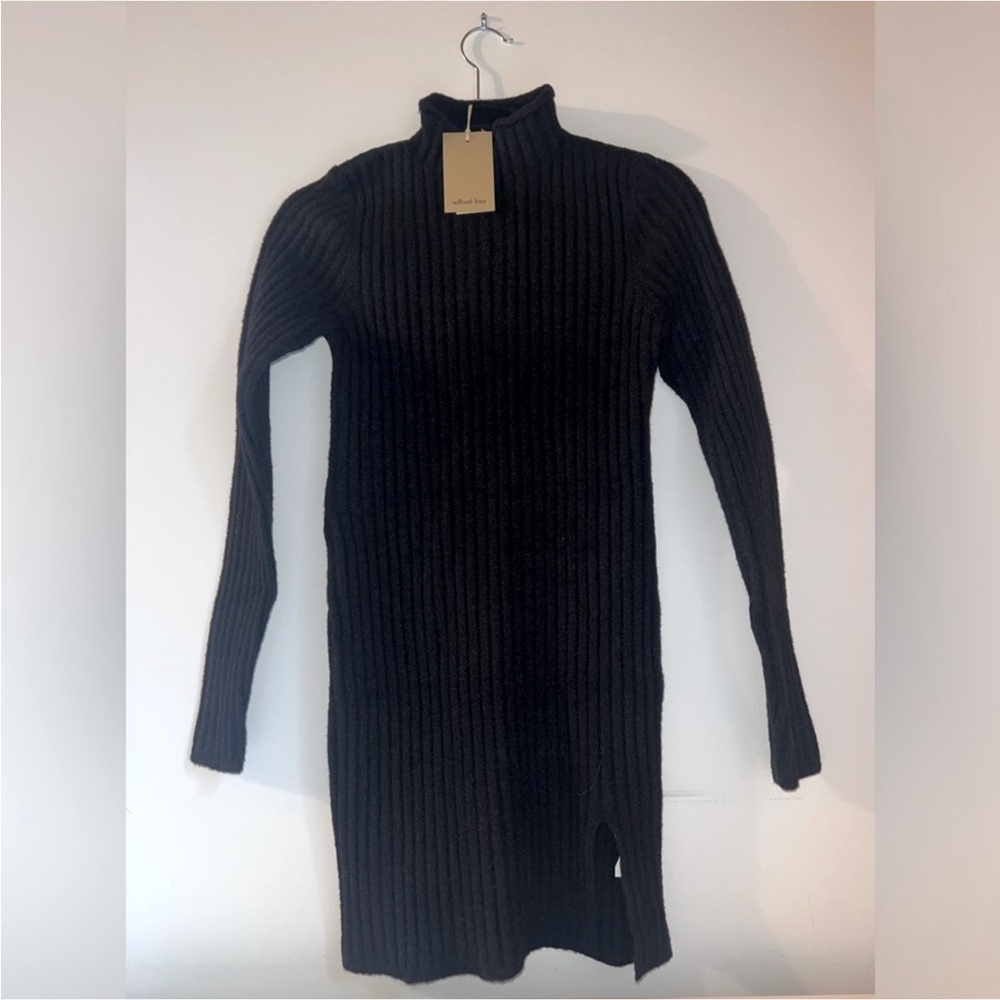 Wilfred Black Ribbed mockneck Sweater Dress